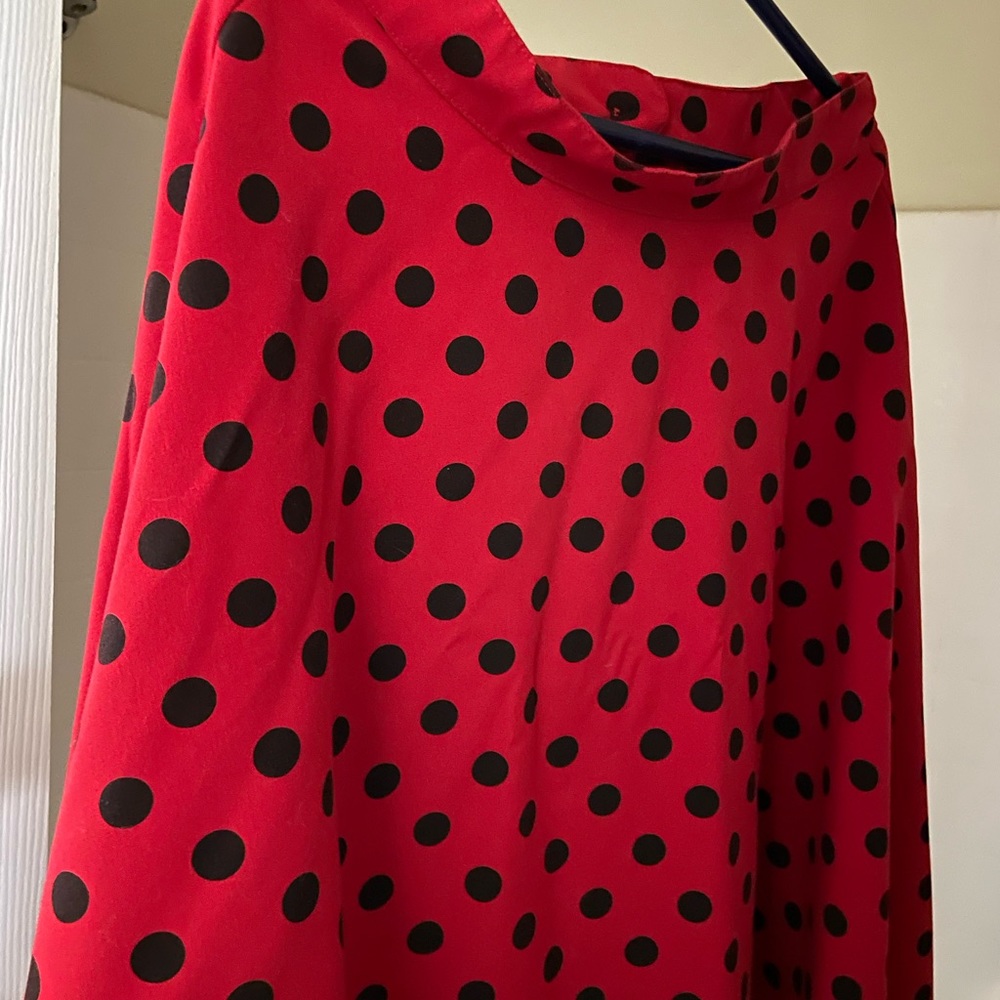 Red Retro Red black Polka dot skirt